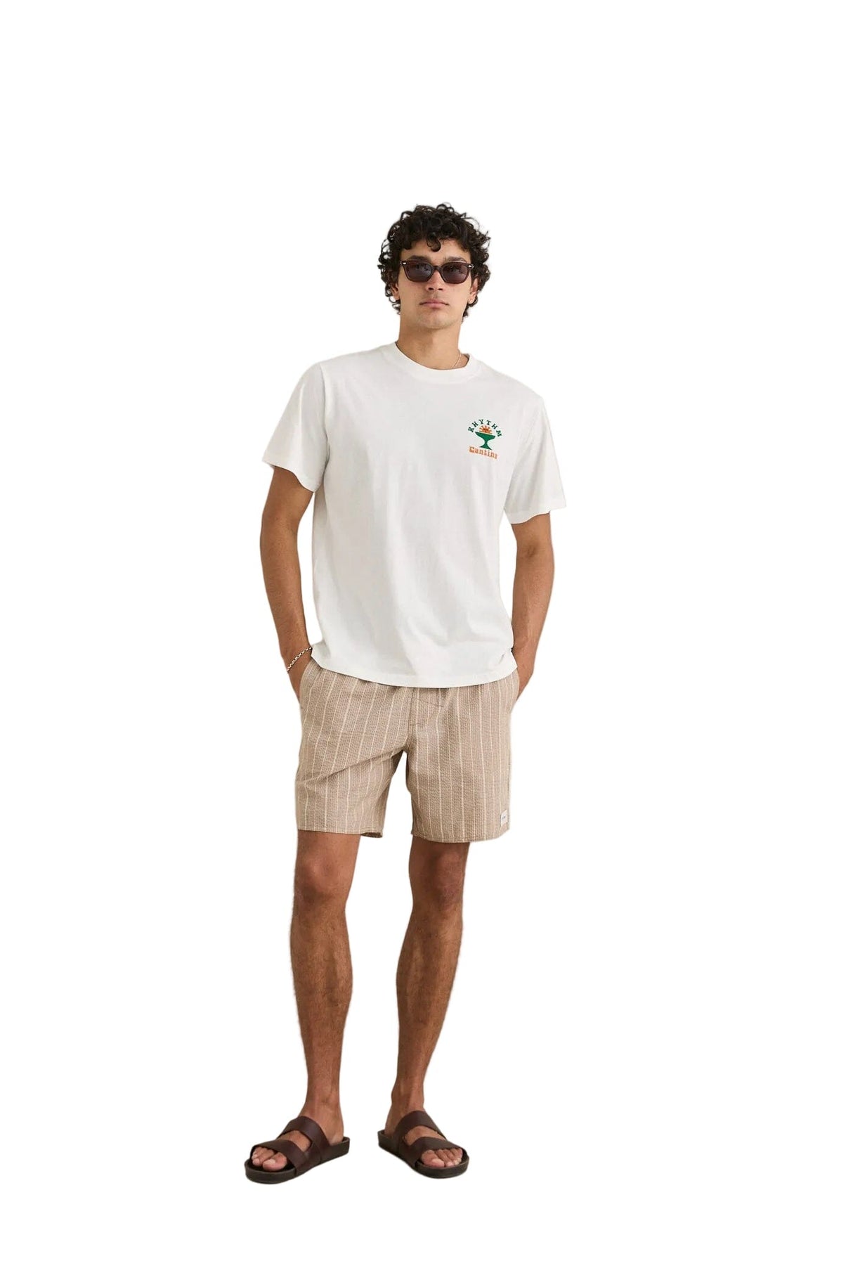 RHYTHM Seersucker Stripe Jam Shorts Cedar Men's Walkshorts Rhythm 
