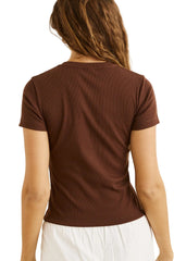 RHYTHM Women's Everyday Rib T-Shirt Chocolate Women's Short Sleeve T-Shirts Rhythm 