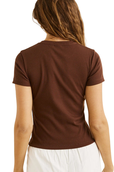 RHYTHM Women's Everyday Rib T-Shirt Chocolate Women's Short Sleeve T-Shirts Rhythm 