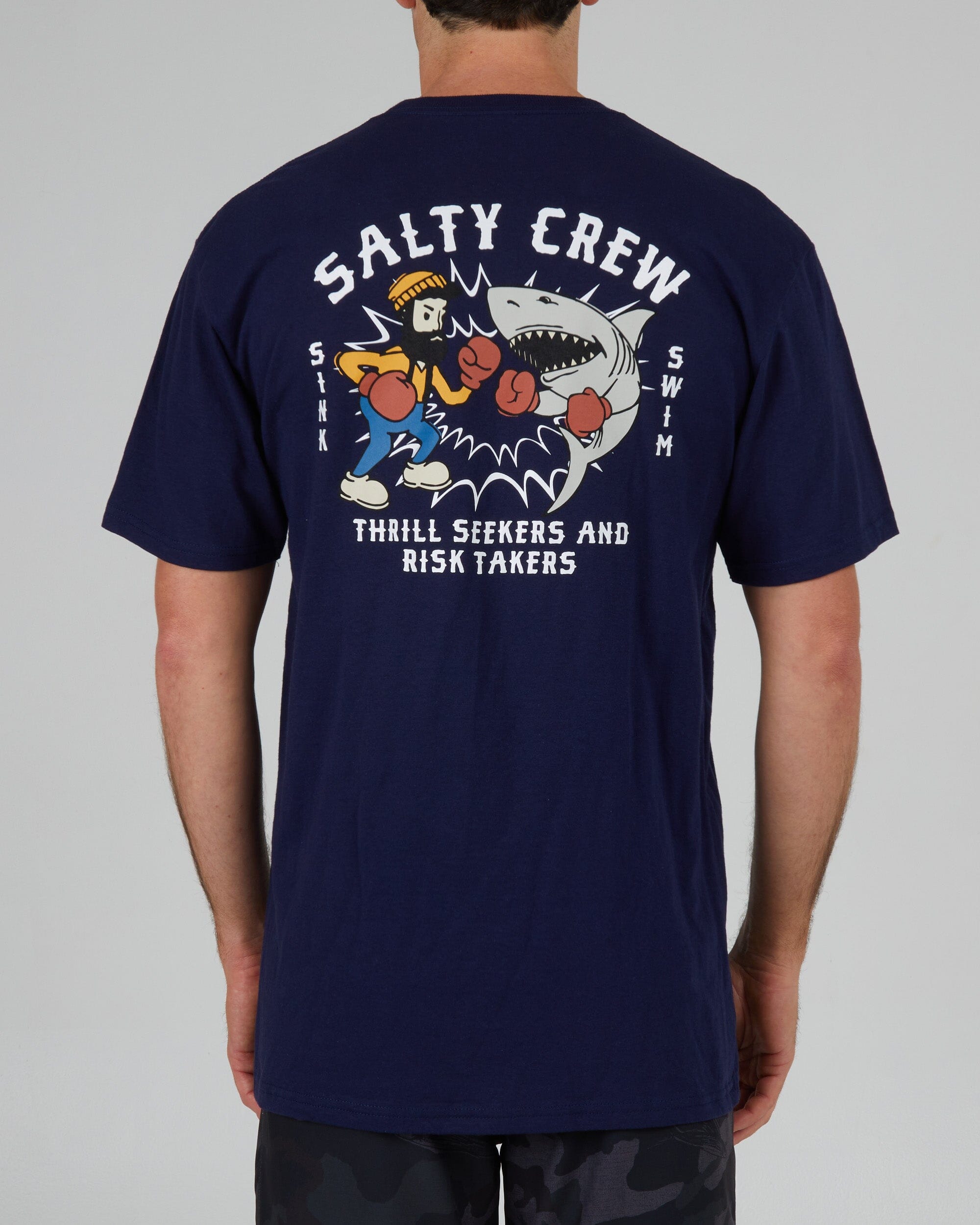 SALTY CREW Fish Fight T-Shirt Navy Men's Short Sleeve T-Shirts Salty Crew 