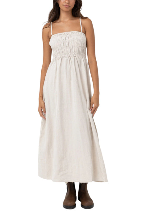 RHYTHM Women's Classic Shirred Midi Dress Oat Women's Dresses Rhythm 