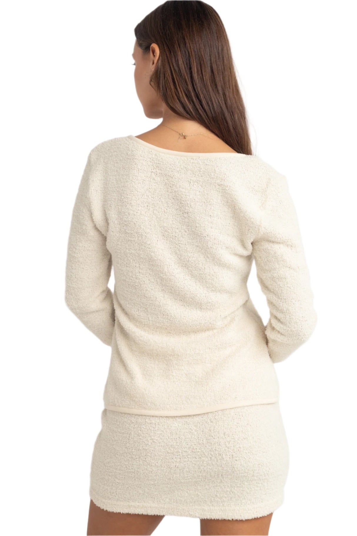 RHYTHM Women's Sofia Boucle Long Sleeve Tie Front Top Cream Women's Blouses Rhythm 