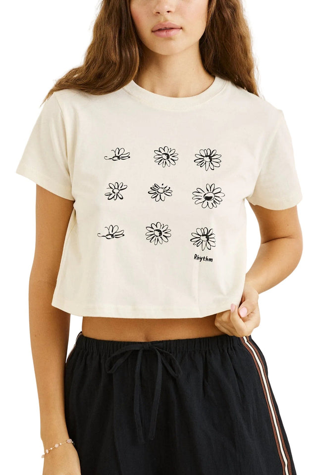 RHYTHM Women's Georgia Floral Crop T-Shirt White Women's Short Sleeve T-Shirts Rhythm 