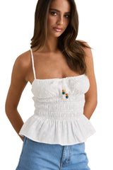 RHYTHM Women's Gigi Tie Front Top White Women's Tank Tops and Halter Tops Rhythm 