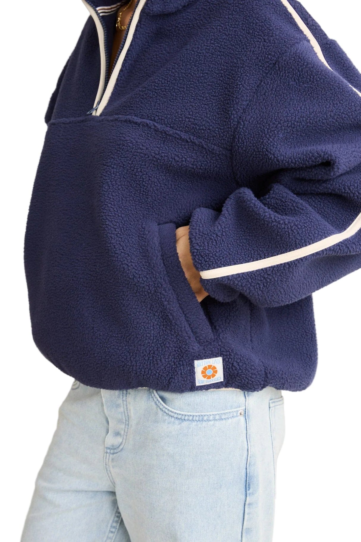 RHYTHM Women's Camp Half Zip Sherpa Pullover Ocean Women's Crewnecks Rhythm 