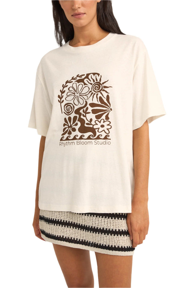 RHYTHM Women's Bloom Studio Oversized T-Shirt Vintage White Women's T-Shirts Rhythm 