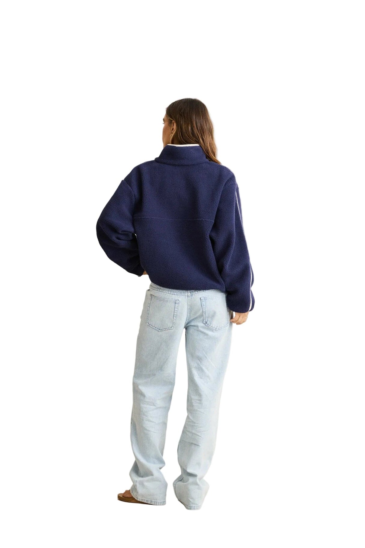 RHYTHM Women's Camp Half Zip Sherpa Pullover Ocean Women's Crewnecks Rhythm 