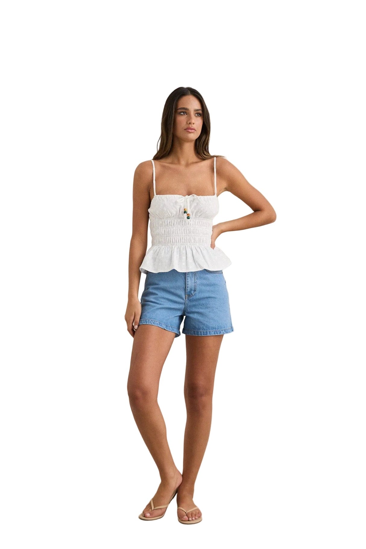 RHYTHM Women's Gigi Tie Front Top White Women's Tank Tops and Halter Tops Rhythm 