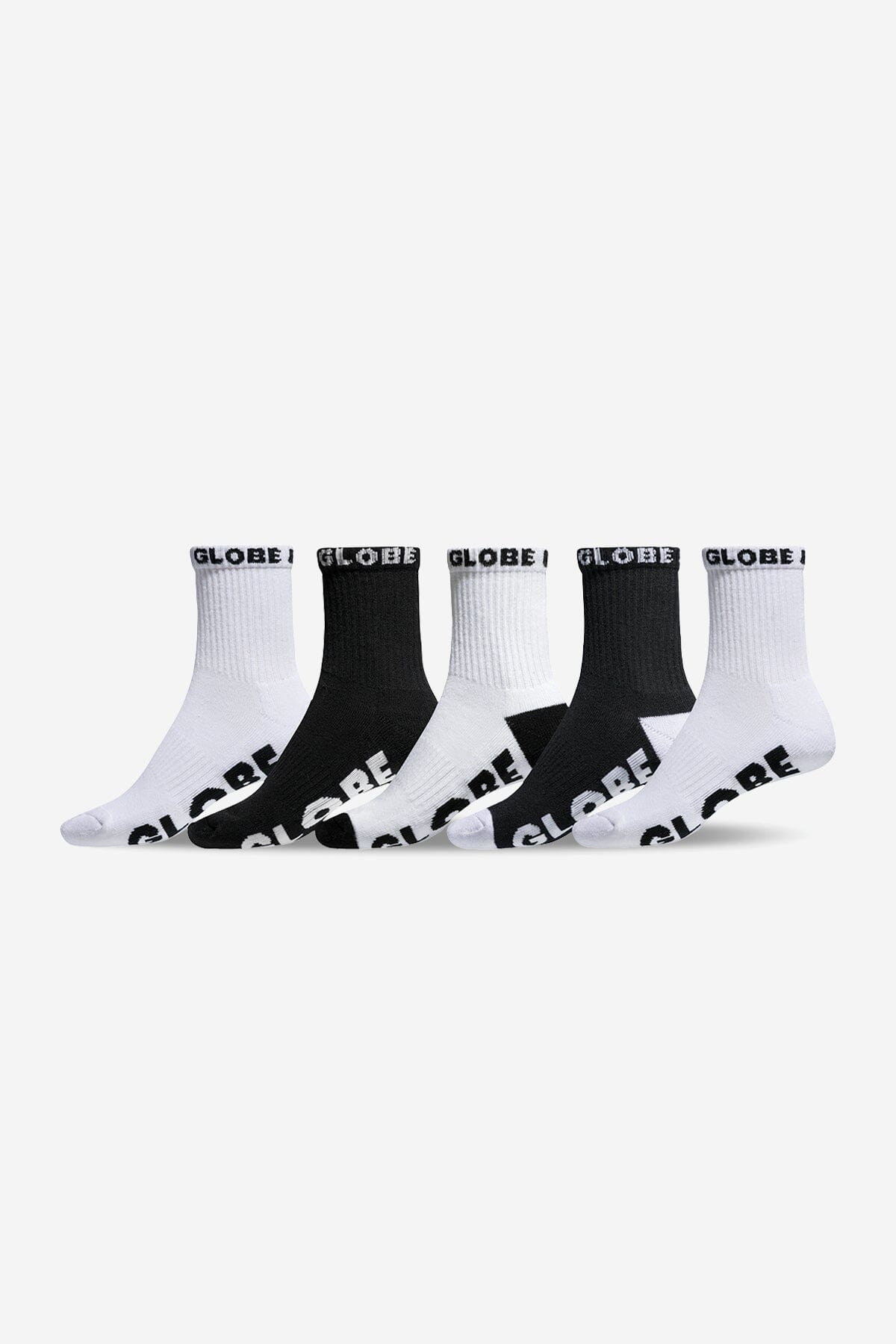 GLOBE Quarter Socks 5 Pack Black/White Men's Socks Globe 
