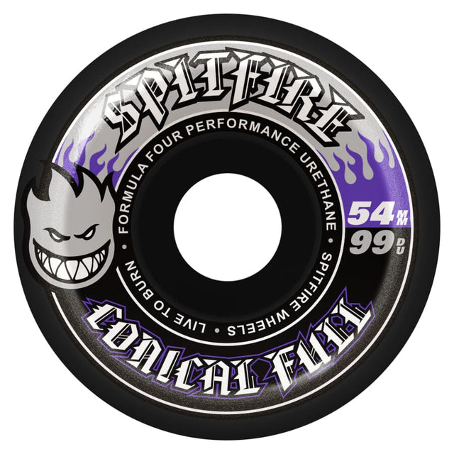SPITFIRE F4 Team Conical Full Black 99D 54mm Skateboard Wheels Skateboard Wheels Spitfire 