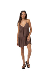 RHYTHM Women's Classic Tiered Mini Dress Chocolate Women's Dresses Rhythm 