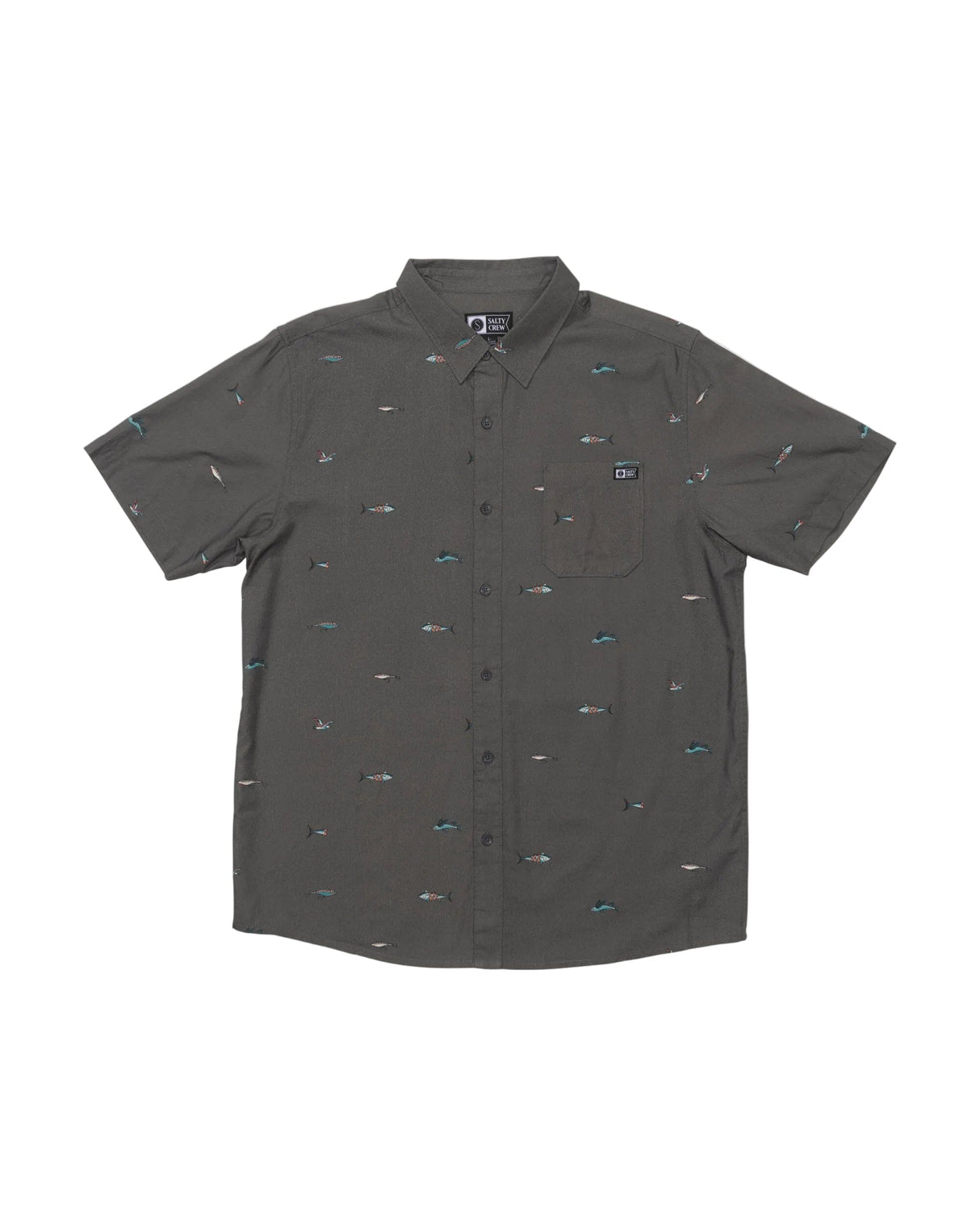 SALTY CREW Crew Short Sleeve Button Up Shirt Charcoal Men's Short Sleeve Button Up Shirts Salty Crew 
