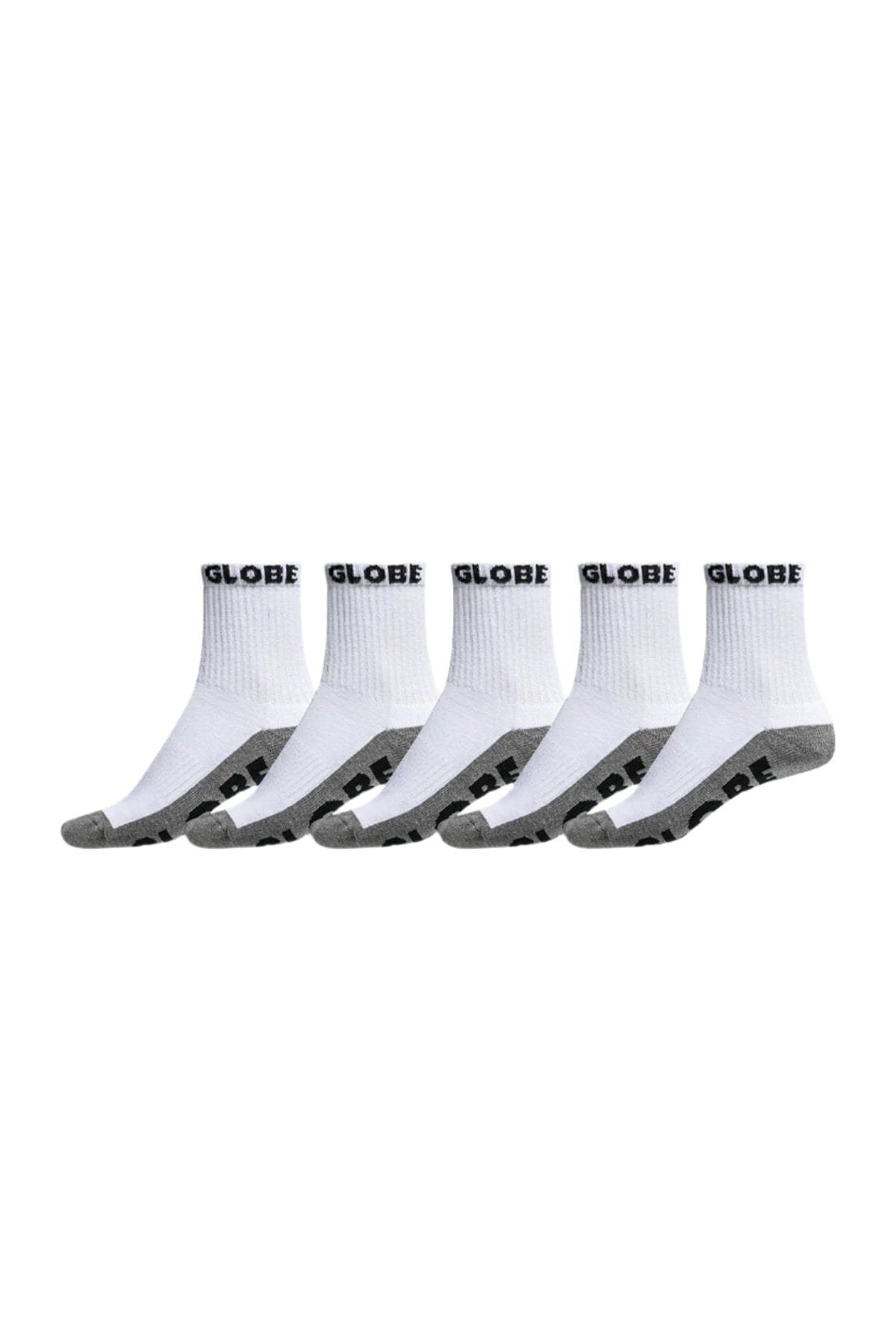 GLOBE Quarter Socks 5 Pack White/Grey Men's Socks Globe 