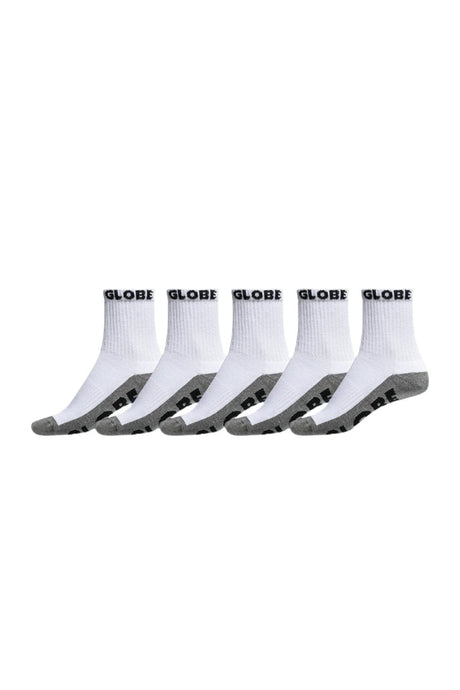 GLOBE Quarter Socks 5 Pack White/Grey Men's Socks Globe 