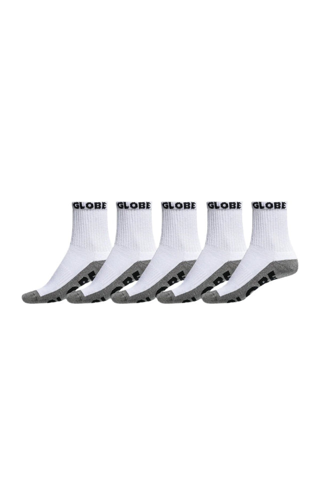 GLOBE Quarter Socks 5 Pack White/Grey Men's Socks Globe 