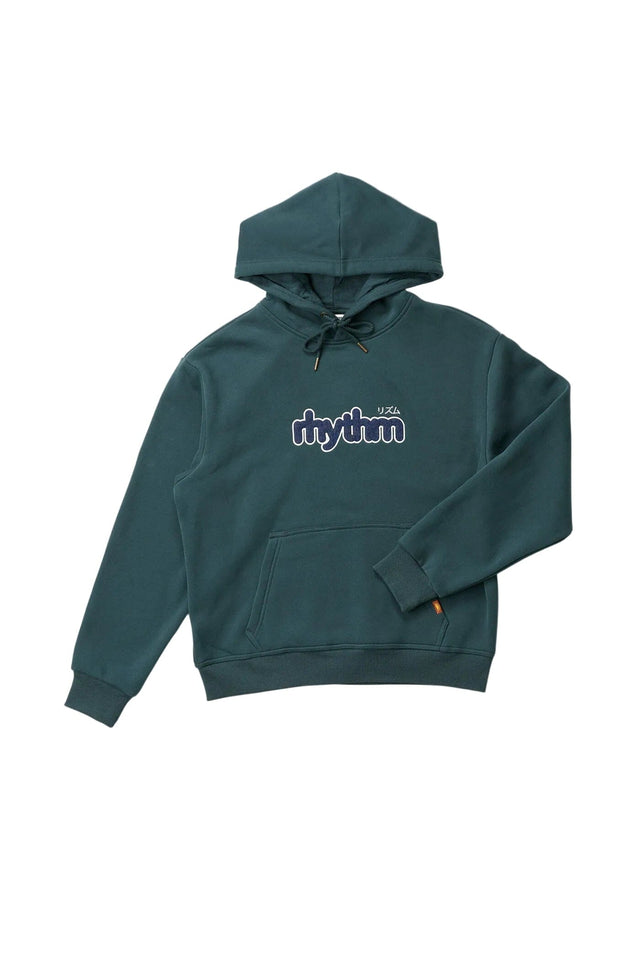 RHYTHM Applique Fleece Pullover Hoodie Dark Pine Men's Pullover Hoodies Rhythm 