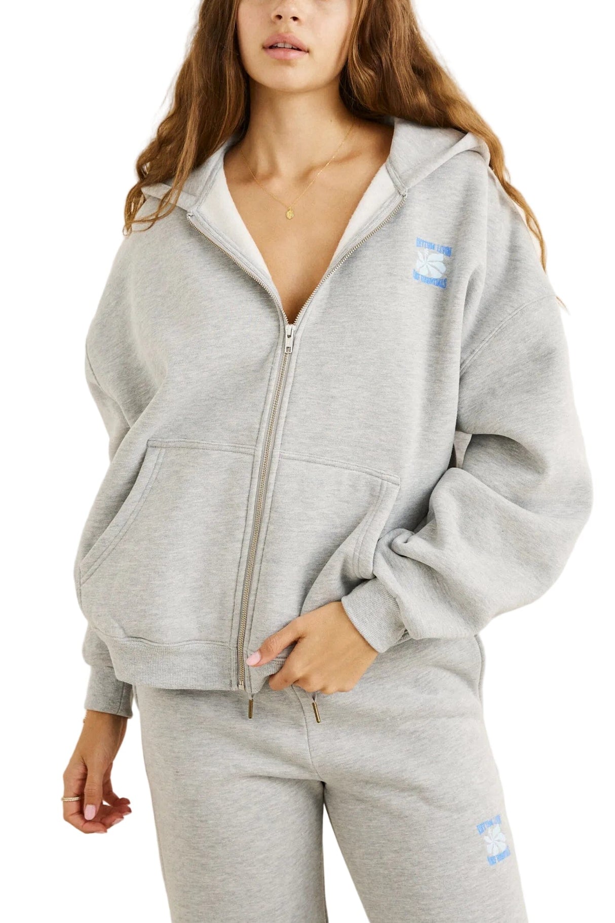 RHYTHM Women's Oceanside Zip Hoodie Grey Women's Zip Hoodies Rhythm 