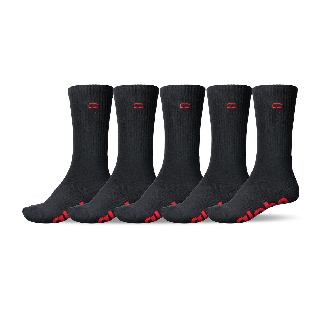 GLOBE Logo Hi Crew Socks 5 Pack Black Men's Socks Globe 