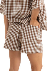 RHYTHM Women's Birdie Gingham Shorts Brown Women's Shorts Rhythm 