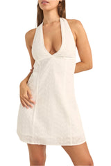 RHYTHM Women's Rosetta Halter Mini Dress White Women's Dresses Rhythm 