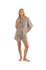 RHYTHM Women's Birdie Gingham Shorts Brown Women's Shorts Rhythm 
