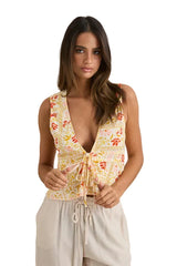 RHYTHM Women's Wildflower Tie Front Top White Women's Tank Tops and Halter Tops Rhythm 