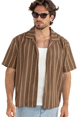 RHYTHM West Winds Stripe T-Shirt Earth Men's Short Sleeve Button Up Shirts Rhythm 