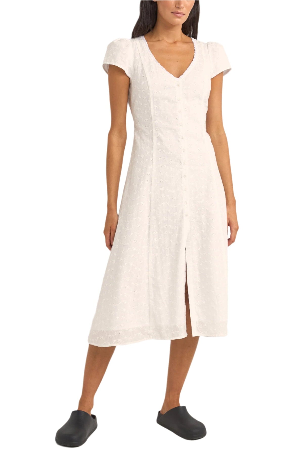 RHYTHM Women's Tallulah Cap Sleeve Midi Dress White Women's Dresses Rhythm 