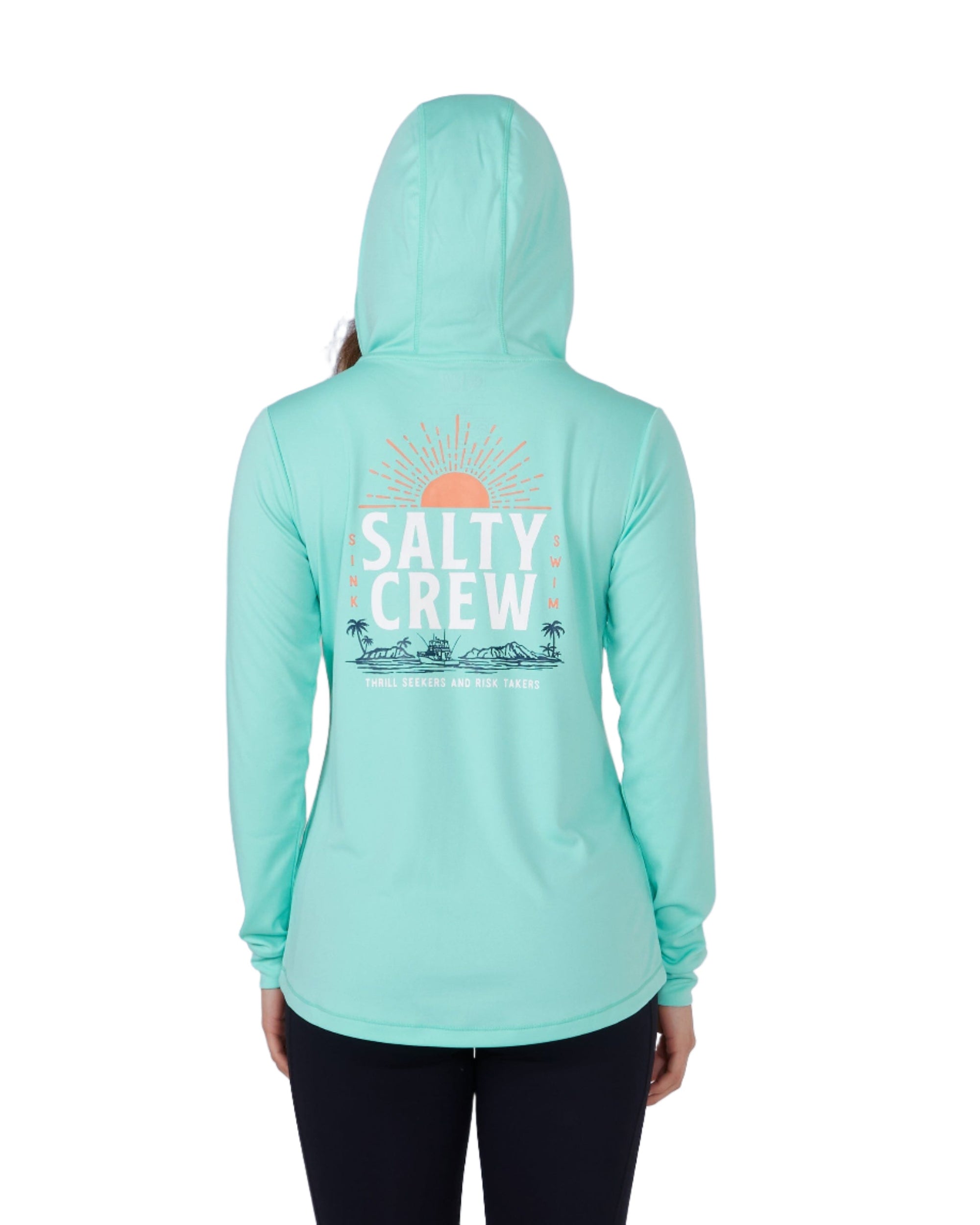 SALTY CREW Women's Cruisin Hooded Sun Shirt Sea Foam Women's Long Sleeve T-Shirts Salty Crew 