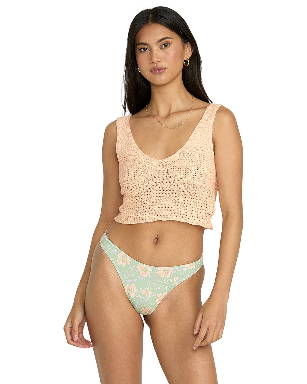 BILLABONG Women's Cade Sweater Tank Light Peach Women's Tank Tops and Halter Tops Billabong 