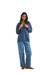 RHYTHM Women's Serene Oversized Long Sleeve Shirt Indigo Women's Flannels and Button Ups Rhythm 