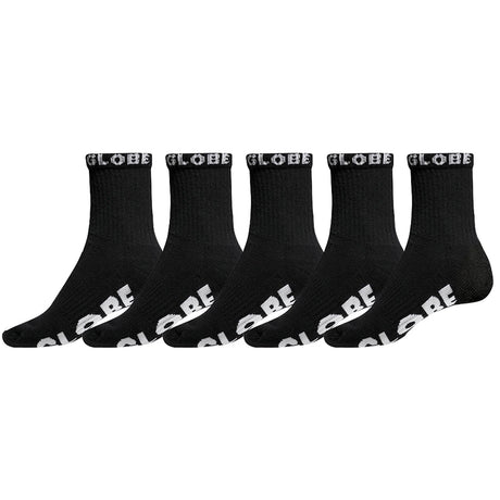 GLOBE Blackout Quarter Socks 5 Pack Black/Black Men's Socks Globe 
