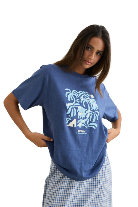 RHYTHM Women's Island Oversized T-Shirt Indigo Women's Short Sleeve T-Shirts Rhythm 