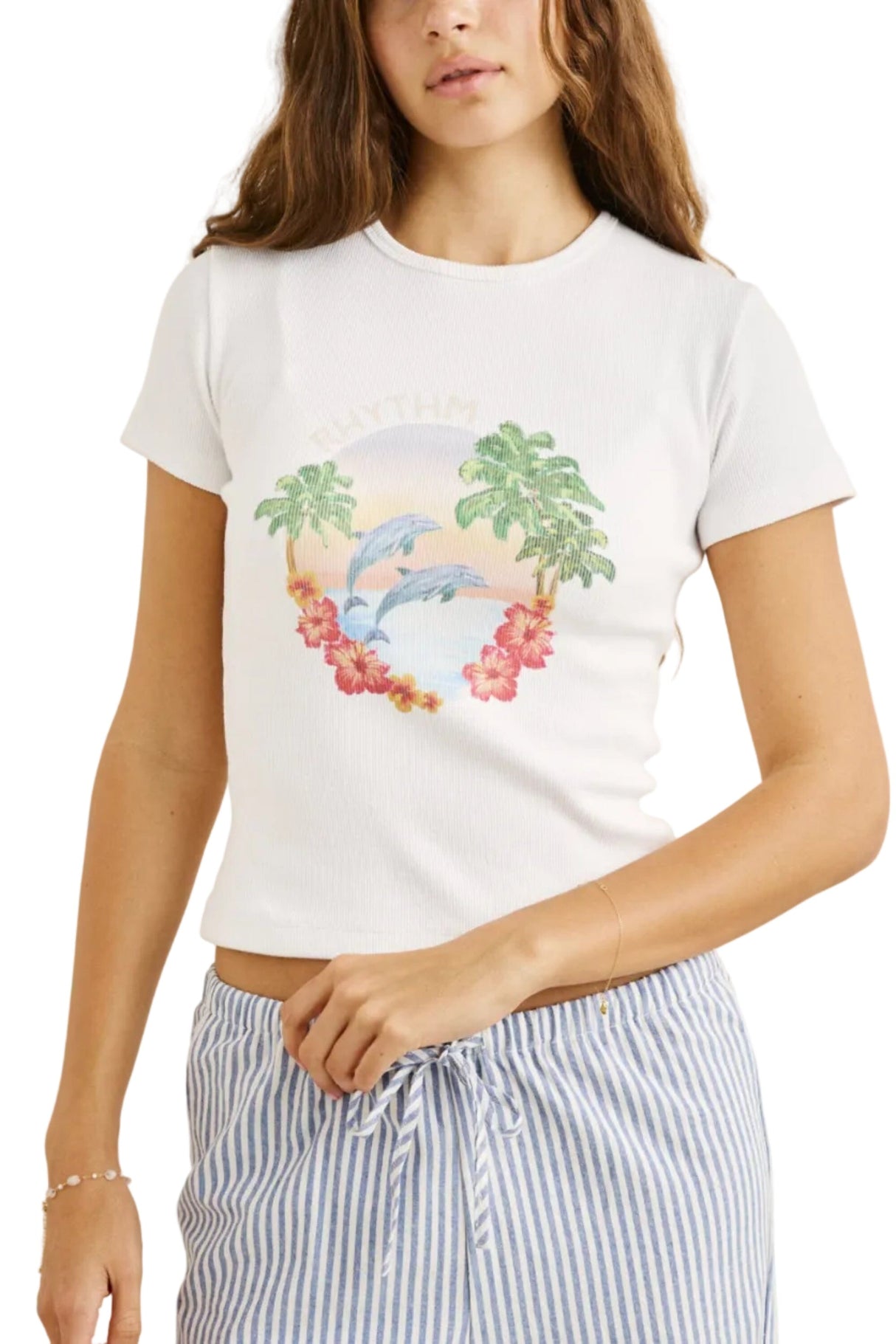 RHYTHM Women's Dolphin Everyday T-Shirt Vintage White