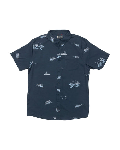 SALTY CREW Breezer Perforated Short Sleeve Button Up Shirt Midnight Navy Men's Short Sleeve Button Up Shirts Salty Crew 