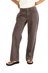 RHYTHM Women's Charlie Low Rise Denim Chocolate Women's Pants Rhythm 