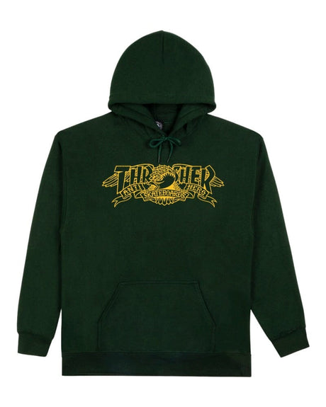 THRASHER X ANTIHERO Mag Banner Pullover Hoodie Forest Green Men's Pullover Hoodies Thrasher 