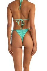RHYTHM Women's Isla Rib Gathered Tie Side Itsy Bikini Bottom Sea Green Women's Bikini Bottoms Rhythm 