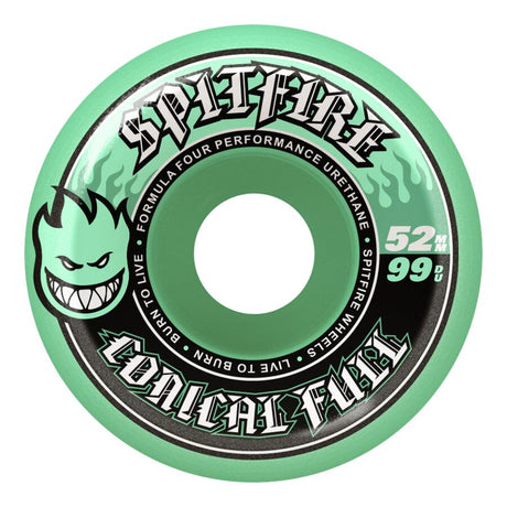 SPITFIRE F4 Team Conical Full Teal 99D 52mm Skateboard Wheels Skateboard Wheels Spitfire 