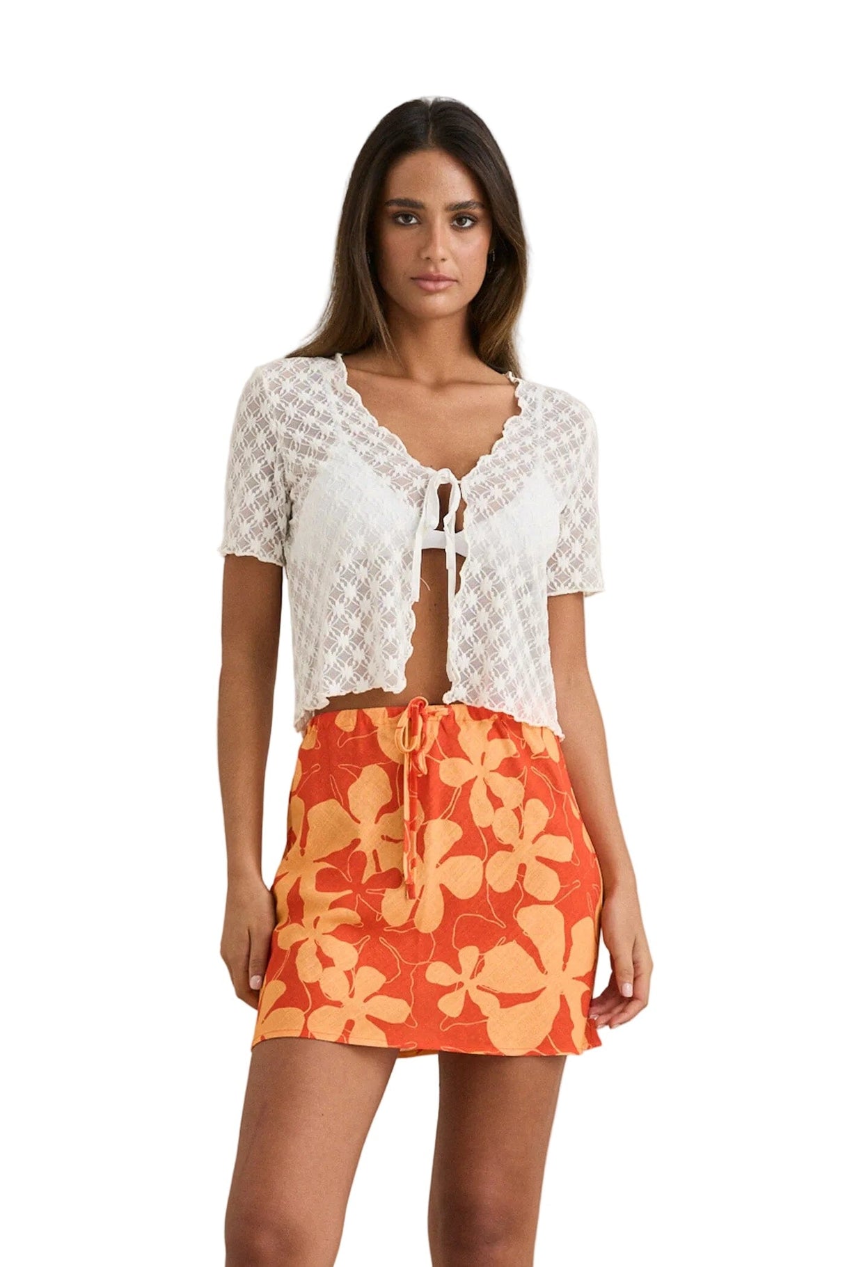RHYTHM Women's Gigi Lace Short Sleeve Top White Women's Blouses Rhythm 