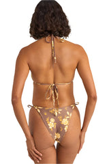 RHYTHM Women's Anika Floral Slide Tri Bikini Top Chocolate Women's Bikini Tops Rhythm 