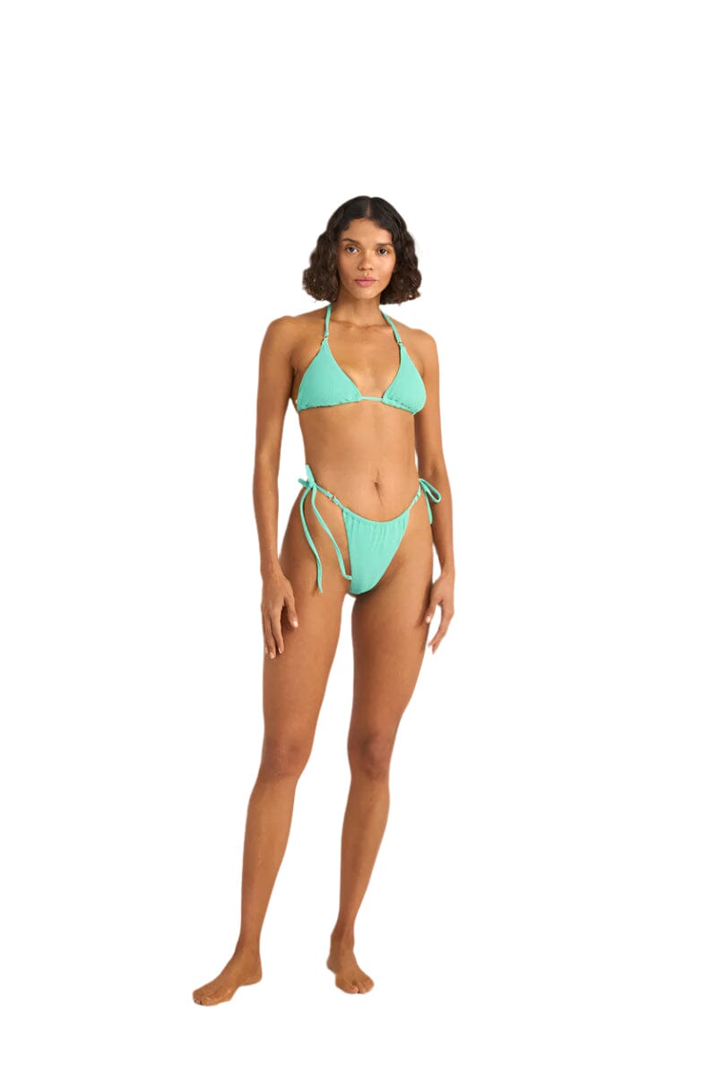 RHYTHM Women's Isla Rib Gathered Tie Side Itsy Bikini Bottom Sea Green Women's Bikini Bottoms Rhythm 