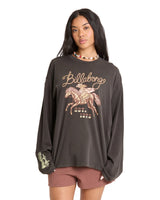 BILLABONG Women's Familiar Roads Long Sleeve T-Shirt Off Black