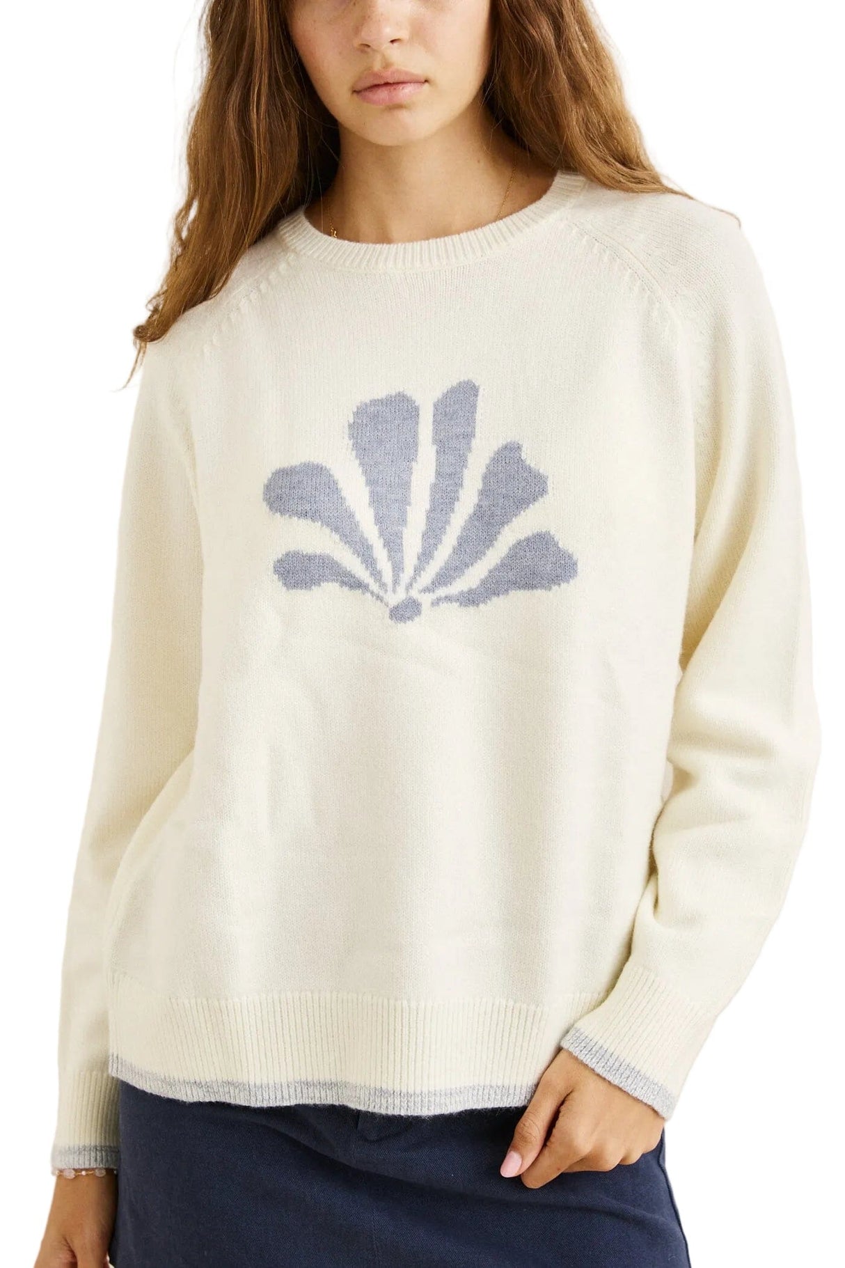 RHYTHM Women's Bayside Knit Crew White Women's Crewnecks Rhythm 
