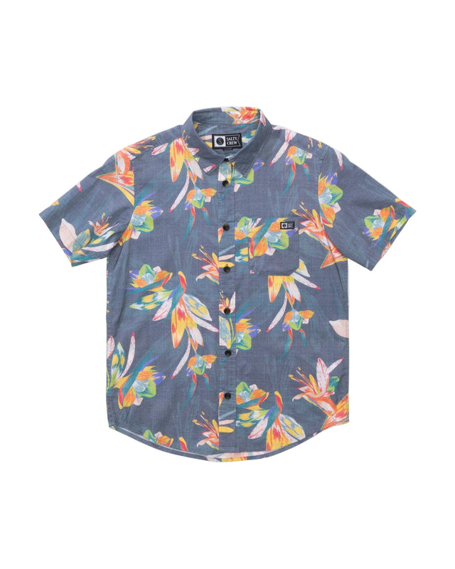 SALTY CREW Boys Crew Short Sleeve Button Up Dark Shadow Boy's Short Sleeve Button Ups Salty Crew 