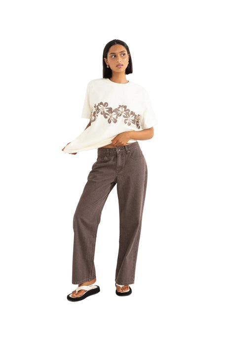 RHYTHM Women's Charlie Low Rise Denim Chocolate Women's Pants Rhythm 