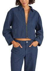 RHYTHM Women's Pinstripe Cropped Jacket Indigo Women's Street Jackets Rhythm 