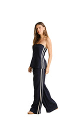 RHYTHM Women's Contrast Linen Track Pant Ocean