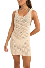 RHYTHM Women's Maddie Knit Scoop Neck Mini Dress Cream Women's Dresses Rhythm 
