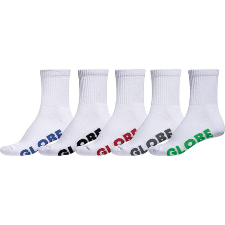 GLOBE Stealth Crew Socks 5 Pack White Men's Socks Globe 